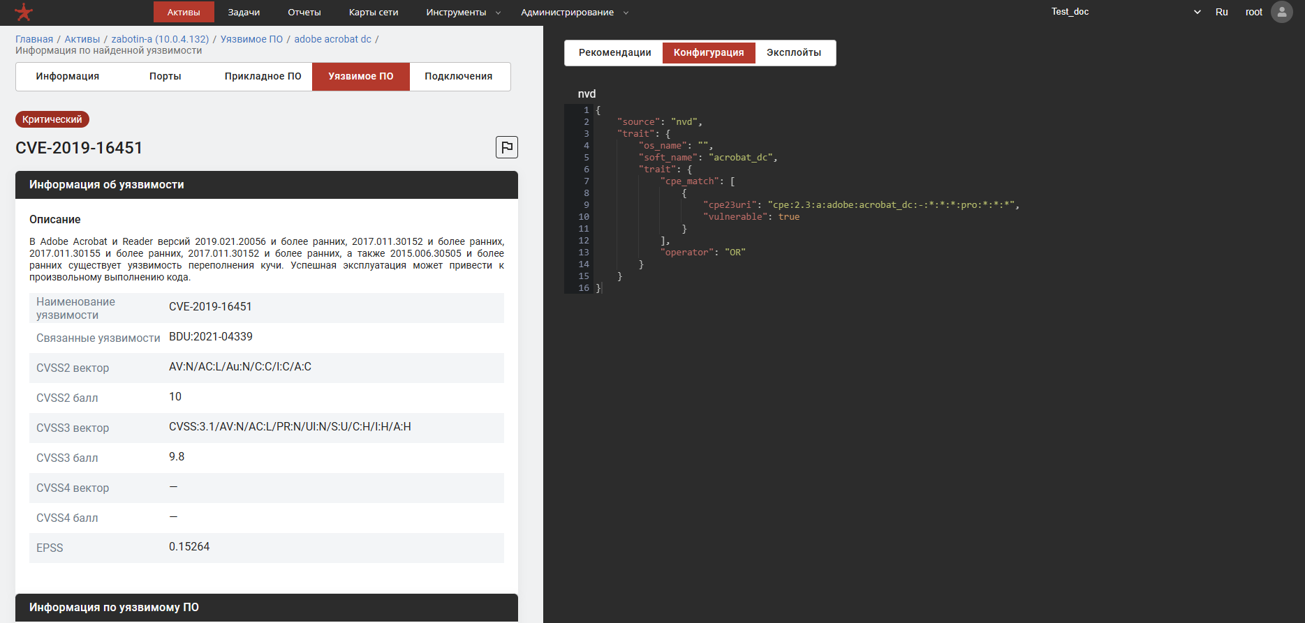 Конфигурация уязвимости