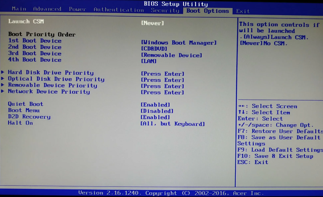 Acer старый BIOS