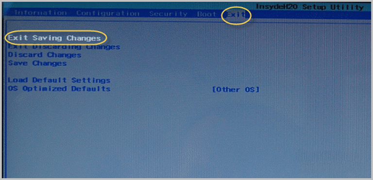 Раздел Exit в UEFI Boot BIOS