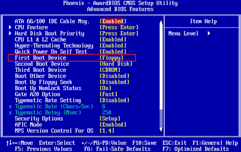 Раздел «First Boot Device»
