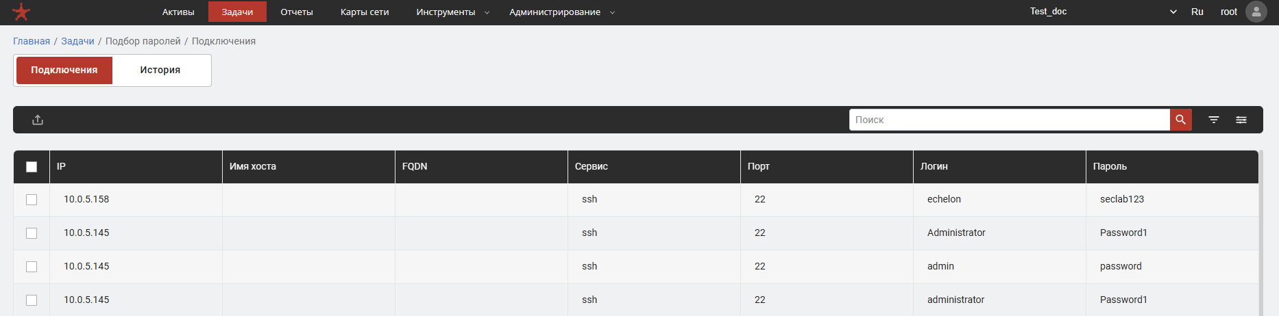 Результаты задачи