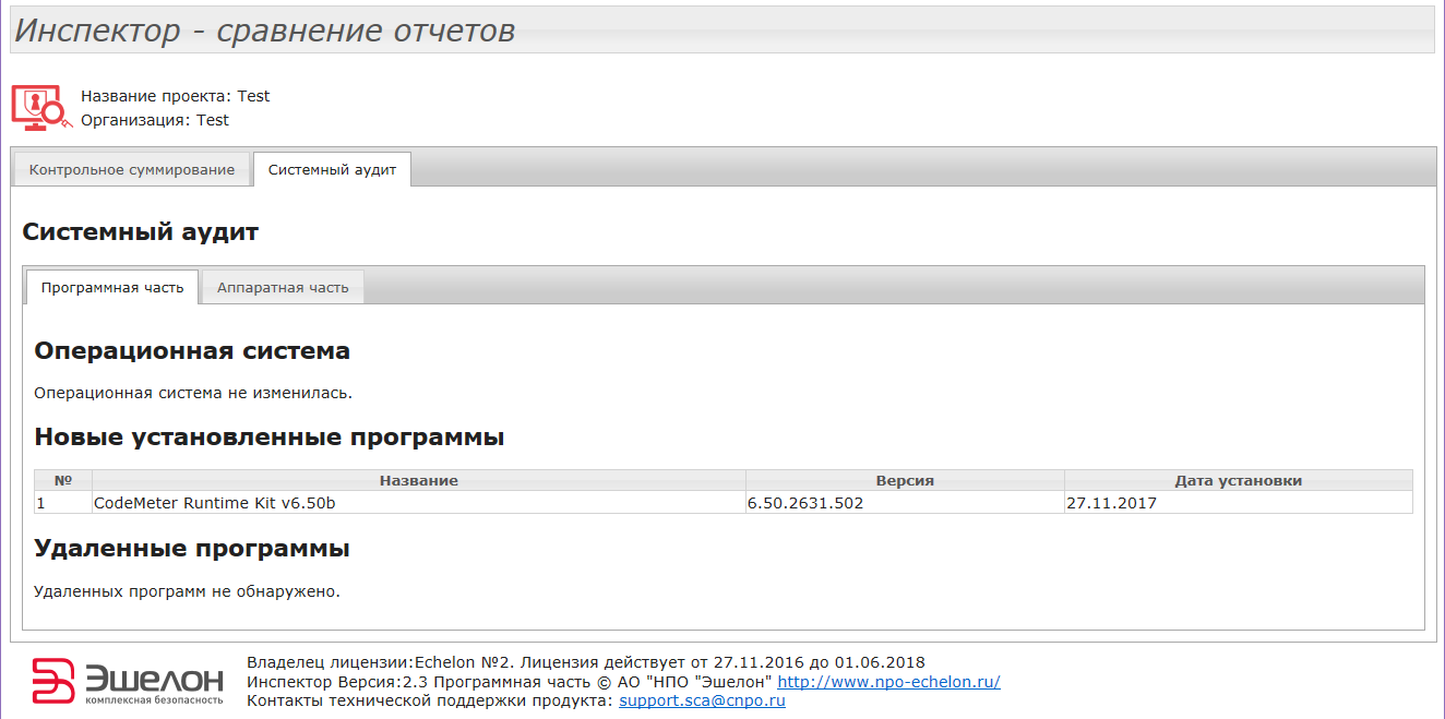 Результаты сравнения отчётов