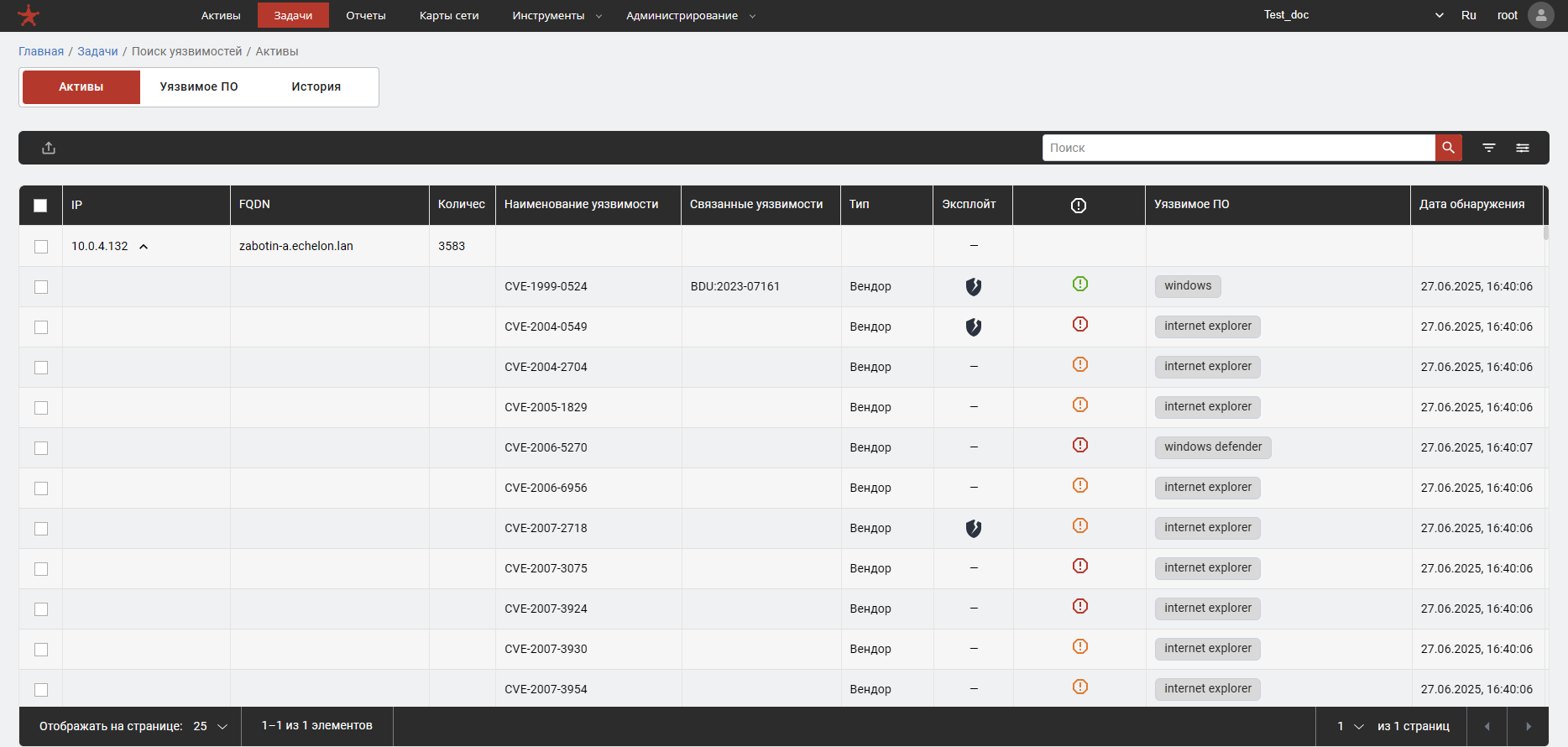 Уязвимости в пакете
