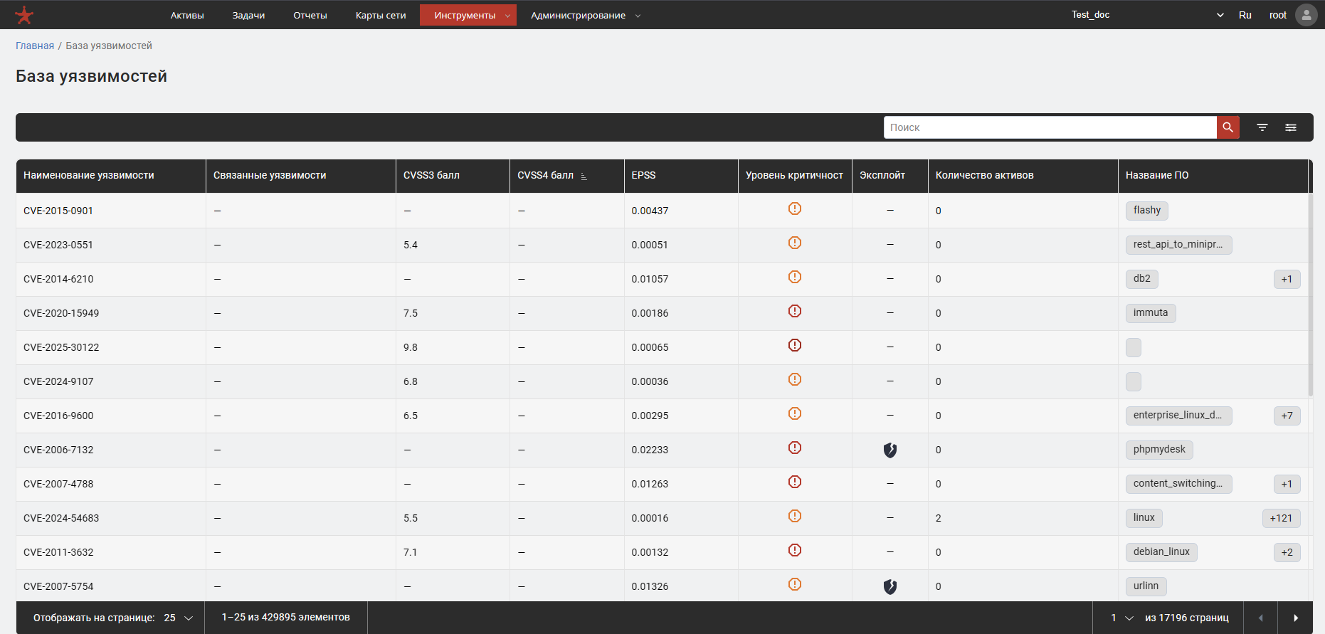 Страница База уязвимостей